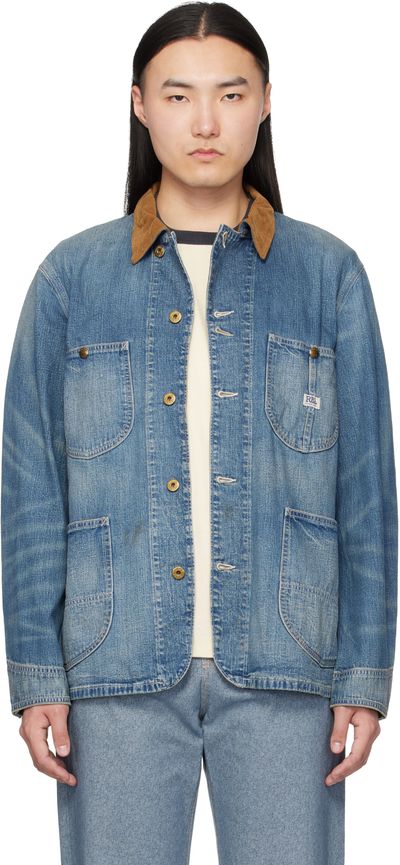 RRL RRL Blue Corduroy-Collar Indigo Denim Jacket