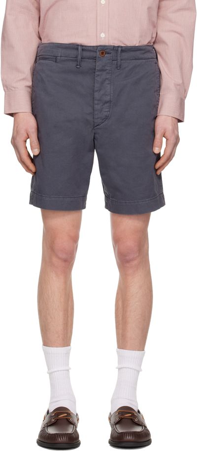 RRL RRL Blue Garment-Dyed Chino Officer's Shorts