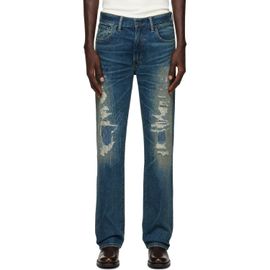 RRL RRL Blue High Slim Distressed Jeans
