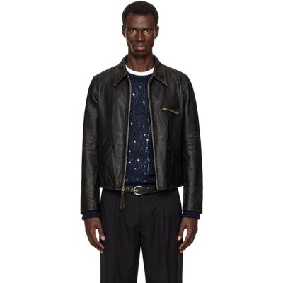 RRL RRL Brown Leather Newsboy Jacket