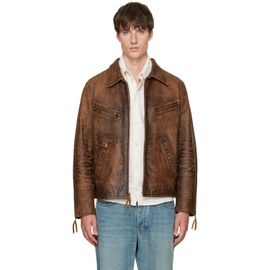 RRL RRL Brown Zip Leather Jacket