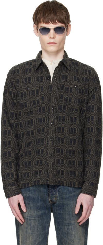 RRL RRL Gray Jacquard-Knit Wool-Blend Work Shirt