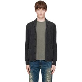 RRL RRL Gray Waffle-Knit Cashmere Shawl Cardigan
