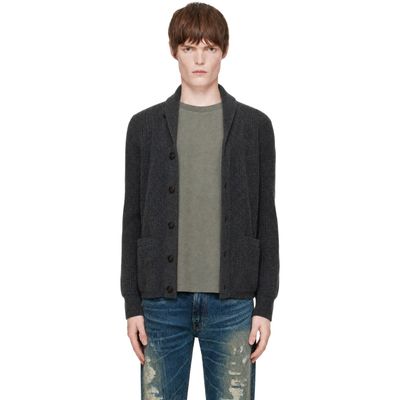 RRL RRL Gray Waffle-Knit Cashmere Shawl Cardigan