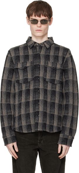 RRL RRL Gray Wool-Cashmere Western Overshirt
