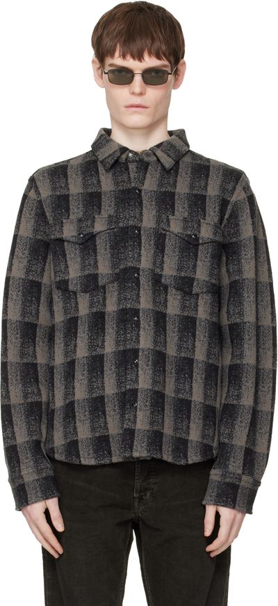RRL RRL Gray Wool-Cashmere Western Overshirt