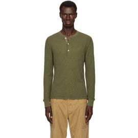 RRL RRL Khaki Waffle-Knit Henley
