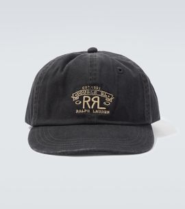 RRL RRL Logo leather-trimmed twill baseball cap