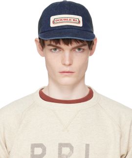 RRL RRL Navy Logo-Patch Indigo Denim Trucker Cap