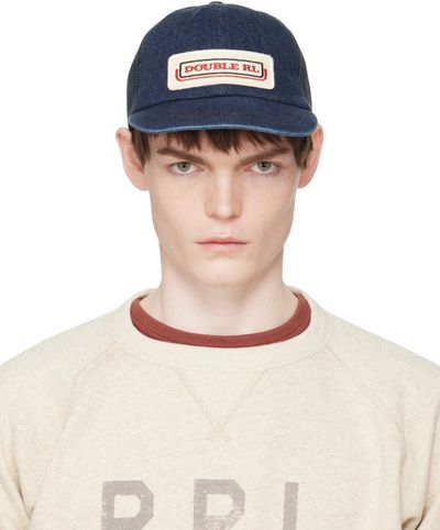 RRL RRL Navy Logo-Patch Indigo Denim Trucker Cap
