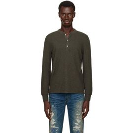 RRL RRL Taupe Waffle-Knit Henley