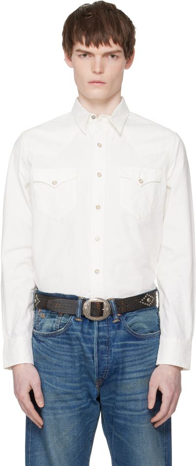 RRL RRL White Slim Fit Poplin Western Shirt