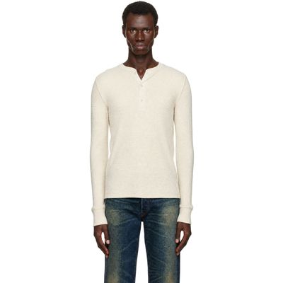 RRL RRL White Waffle-Knit Henley