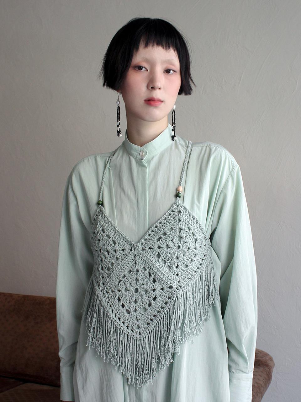Rubati Handmade Crochet Passel Vest (GREEN)