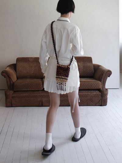 Rubati Handmade Wooden Beads Mini Bag (BROWN)
