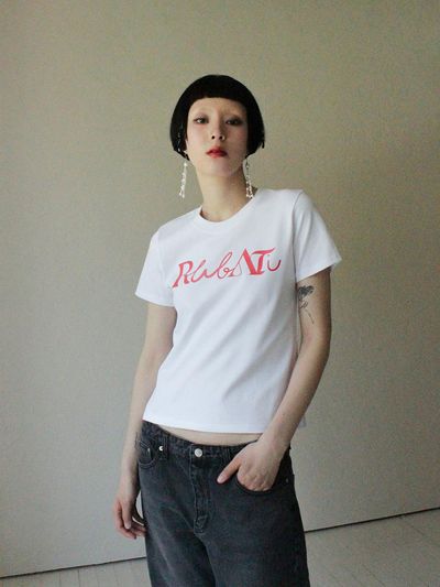 Rubati Lettering Logo T-shirt_beige PINK