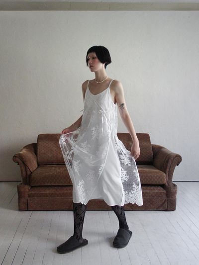 Rubati Sequin Lace Apron Dress for Layering (beige)