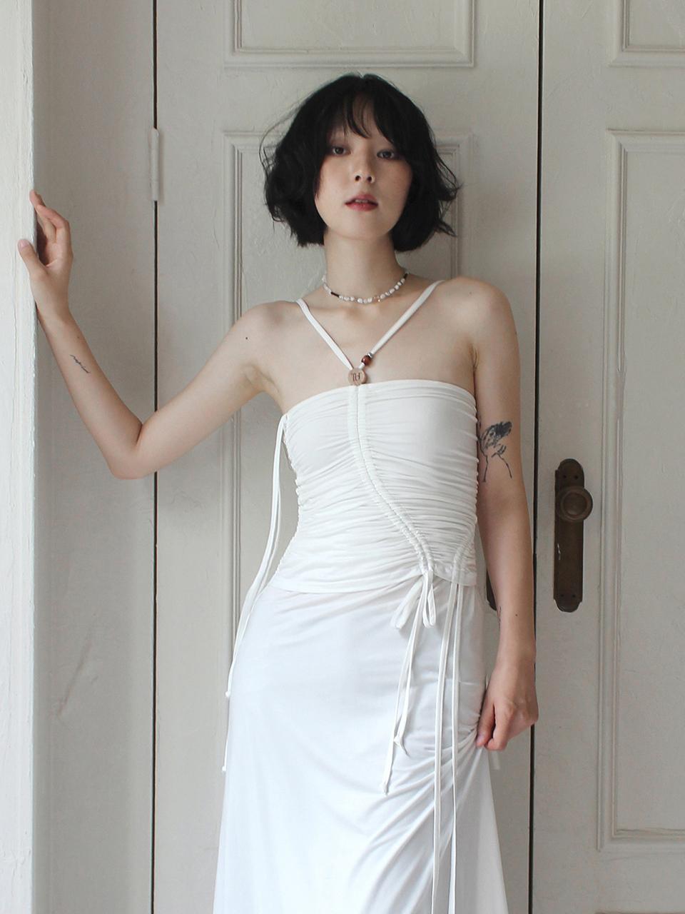 Rubati Shirring Strap Tube Dress_beige