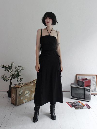 Rubati Shirring Strap Tube Dress_BLACK
