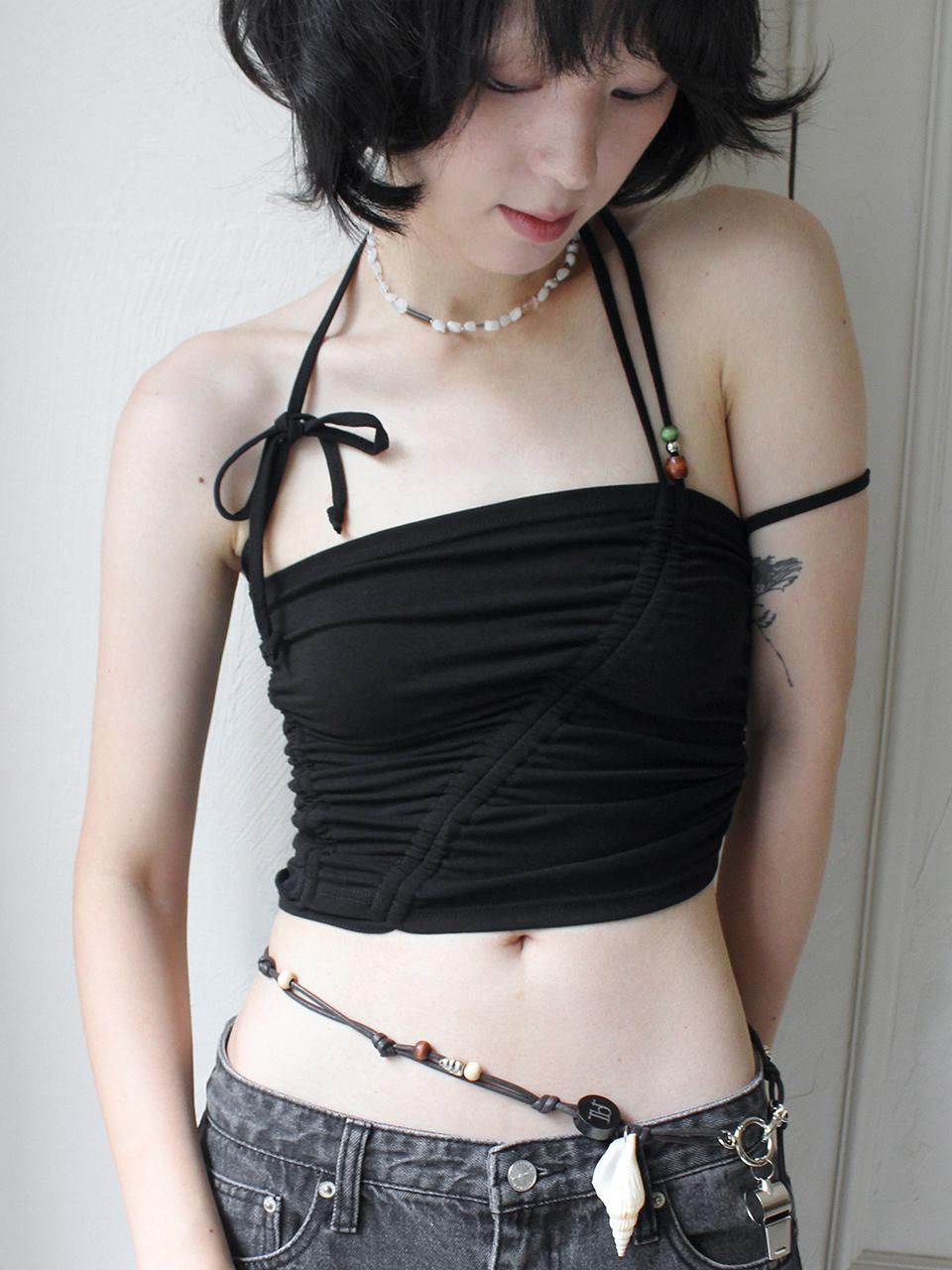 Rubati Shirring Strap Tube Top_BLACK