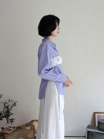 Rubati Side Cut Out Strap Shirt_BLUE