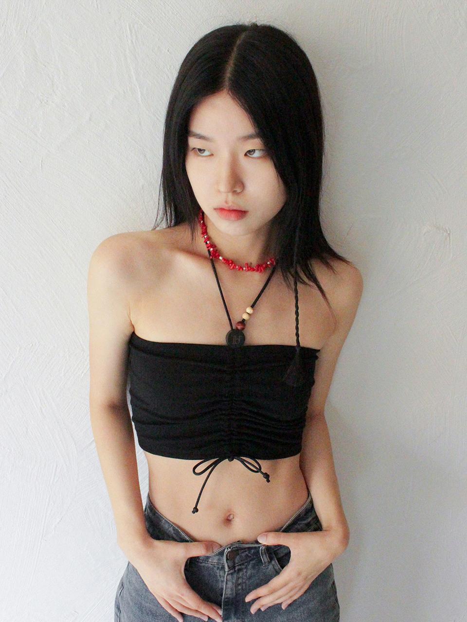 Rubati Wooden Beads Tube Top (BLACK)