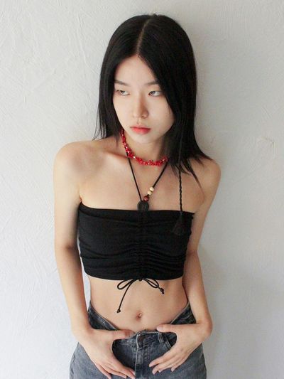 Rubati Wooden Beads Tube Top (BLACK)