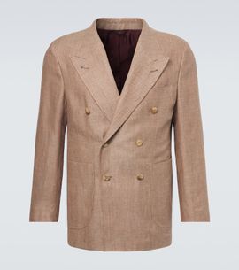 Rubinacci Rubinacci Herringbone linen and wool blazer