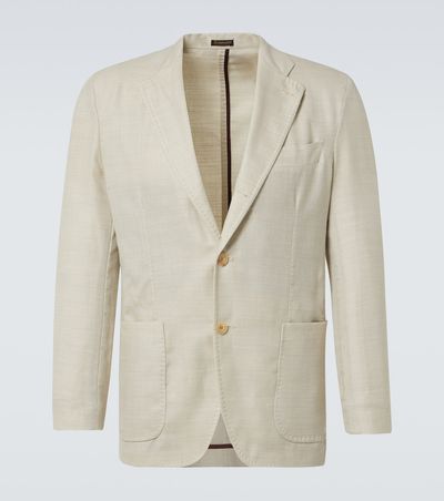 Rubinacci Rubinacci Herringbone wool, silk, and linen blazer