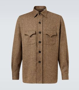 Rubinacci Rubinacci Herringbone wool Western shirt