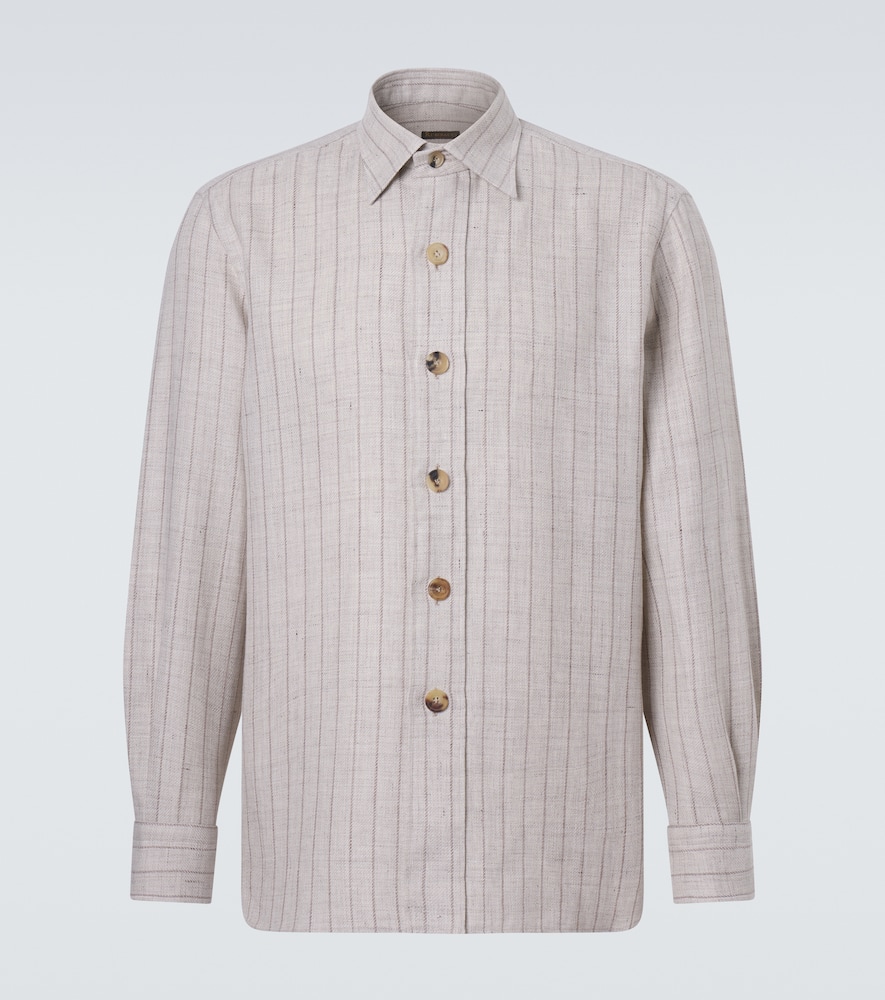 Rubinacci Rubinacci Striped linen and wool shirt