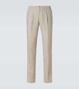 Rubinacci Rubinacci Striped linen and wool slim pants