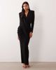 Ruched & Ready Ruched & Ready On My Level sculpted plunge neck drape front maxi dress in black - 1