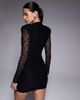 Ruched & Ready Ruched & Ready removable shoulder pad detailing cutout sweetheart sculpting lace mini dress in black - 3