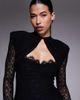 Ruched & Ready Ruched & Ready removable shoulder pad detailing cutout sweetheart sculpting lace mini dress in black - 4