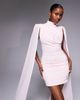 Ruched & Ready Ruched & Ready sculpting mock neck mesh cape and twisted skirt detailing mini dress in baby pink - 1