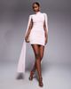 Ruched & Ready Ruched & Ready sculpting mock neck mesh cape and twisted skirt detailing mini dress in baby pink - 2