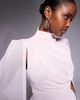 Ruched & Ready Ruched & Ready sculpting mock neck mesh cape and twisted skirt detailing mini dress in baby pink - 3