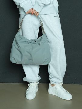 RUE D’EUGENIE Sun Regen Nylon Small Hobo Bag_Grey