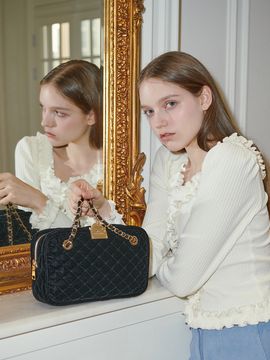 RUE D’EUGENIE Velvet Quilting Classic Bag