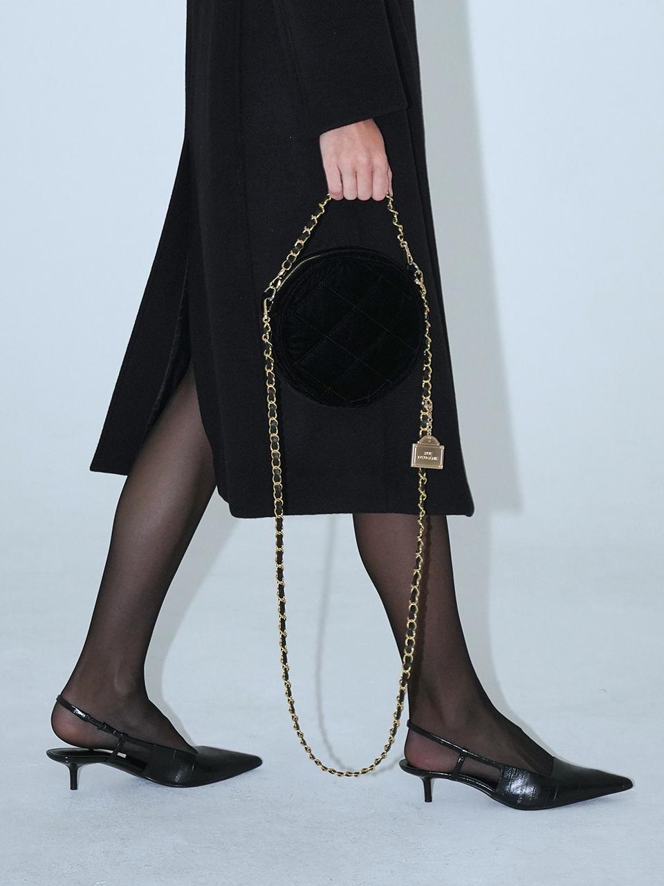 RUE D’EUGENIE Velvet Quilting Gold Chain Bag