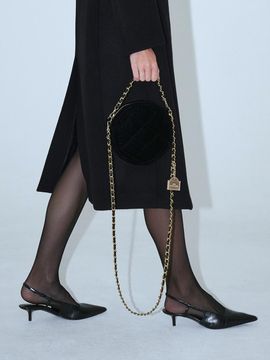 RUE D’EUGENIE Velvet Quilting Gold Chain Bag