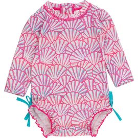 RuffleButts RuffleButts Baby Girls Mermaid Long Sleeve UPF50+ One Piece Rash Guard
