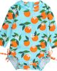RuffleButts RuffleButts Baby Girls Orange You The Sweetest Long Sleeve UPF50+ One Piece Rash Guard - 1