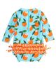 RuffleButts RuffleButts Baby Girls Orange You The Sweetest Long Sleeve UPF50+ One Piece Rash Guard - 2