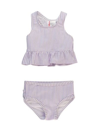 RuffleButts RuffleButts Baby Girls UPF50+ Seersucker Peplum Tankini