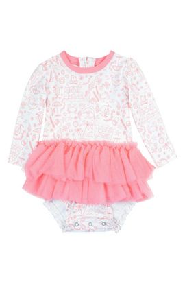 RuffleButts RuffleButts By the Sea Long Sleeve Skirted One-Piece Swimsuit
