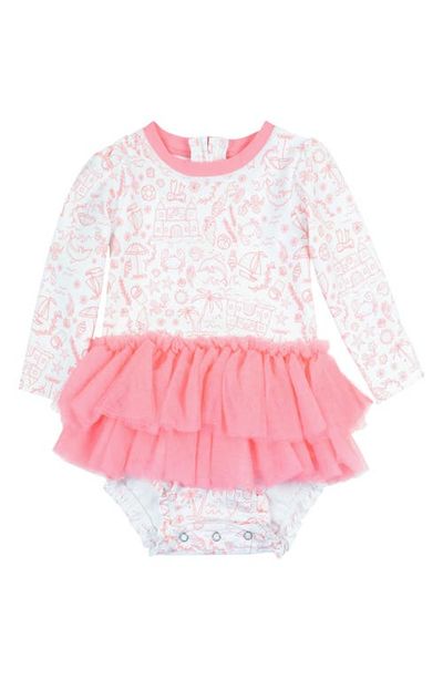 RuffleButts RuffleButts By the Sea Long Sleeve Skirted One-Piece Swimsuit