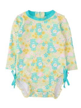 RuffleButts RuffleButts Care Bears Long Sleeve One Piece Rash Guard Swimsuit, With Signature Rear Ruffles (baby, Toddler)