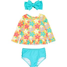 RuffleButts RuffleButts Endless Summer Two-Piece Rashguard Swimsuit & Headband Set